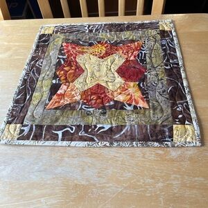 Handmade Star Patchwork Table Mat in Autumn Tones